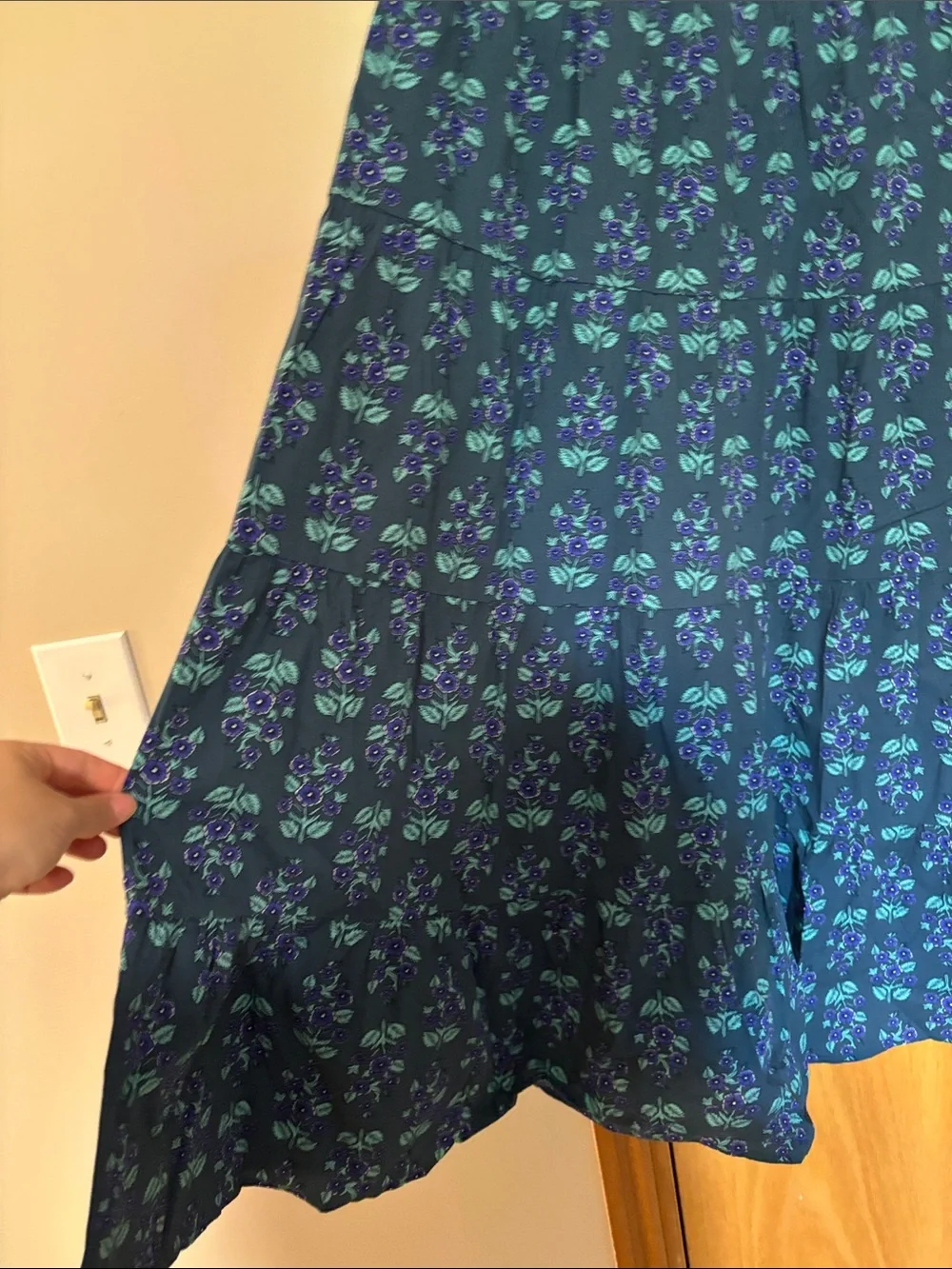 J. Crew factory Navy Maxi Dress with Green and Blue Floral Print